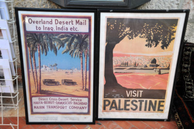 Old posters - Overland Desert Mail and Visit Palestine, American Colony Hotel shop