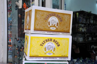 Cases of Taybeh Beer, brewed in Ramallah, West Bank-Palestine