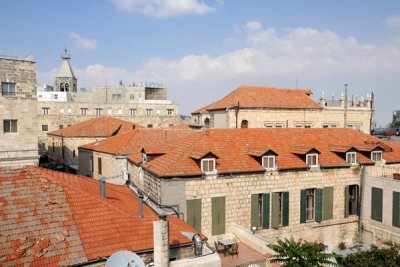 Red tile roofs of the Christian Quarter from the Old City Wall