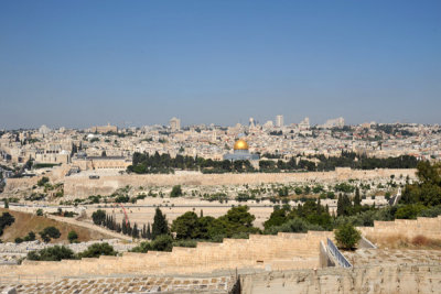 View of Temple Mount and the Old City of Jerusalem from the Rehavam Lookout, Mount of Olives