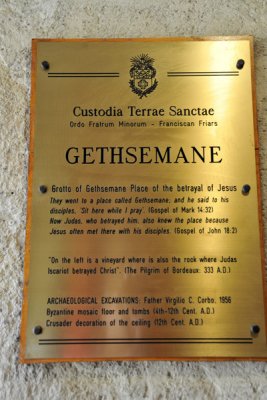 Grotto of Gethsemane - the place of the betrayal of Jesus