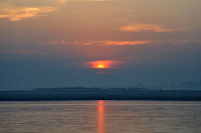 Sunrise over the Irrawaddy as we pass Sagaing