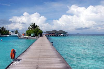 Dock to the harbor and Italian restaurant, Paradise Island