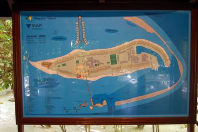 Map of Paradise Island, less than 1 km long