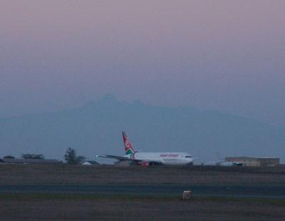 Rare view of Mount Kenya from Nairobi Airport
