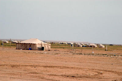 The Kuwaiti desert is covered with tents