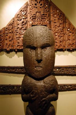 Poupou (panel) from a large meeting house, Te Arawa tribe, Rotorua