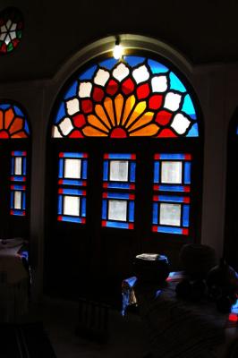Stained glass, Khan-e Tabatabei, Kashan, Iran