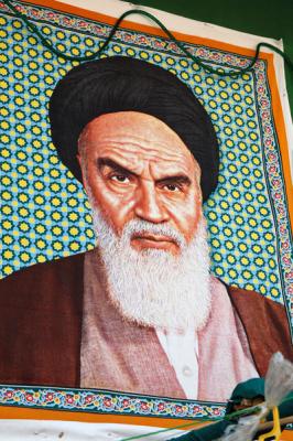 Portrait of Khomeini near the Tomb of Sadi, Shiraz