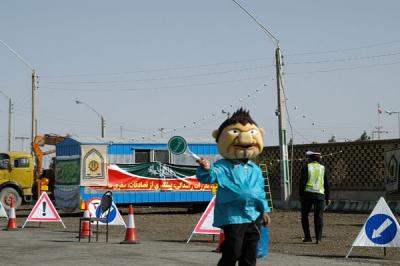 Iranian traffic police checkpoint during No Ruz