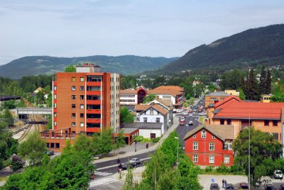 View of Lillehammer from the Mølle Hotel