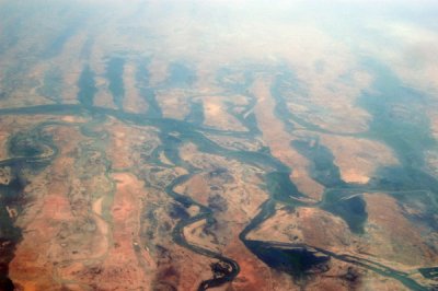 Interesting parallel depressions with (seasonal?) lakes along the Niger Inland Delta, at Timba, Mali, looking east