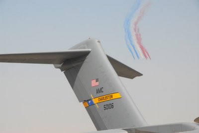 Patrouille de France performing behind the C17
