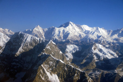 Himalaya west of Everest - Cho-oyu (8201m/26,906ft) with Karyolung (6511m/22,825ft) lower left