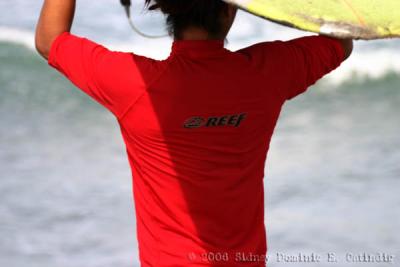 Men's Longboard: Bjorn about to paddle out