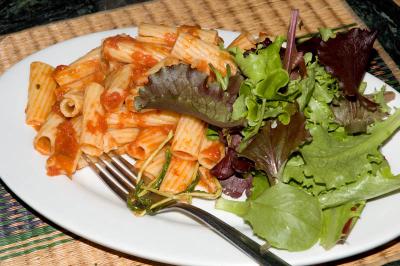 pasta and salad