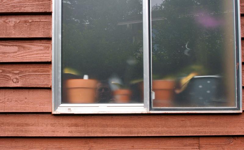 Reflected in the laundry room window
