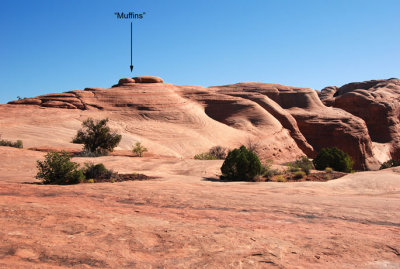 The muffin ridge, a great place from which to view Jug Rock--as if anyone cares