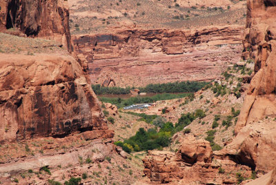 Telephoto shot of the trailhead of Negro Bill Canyon