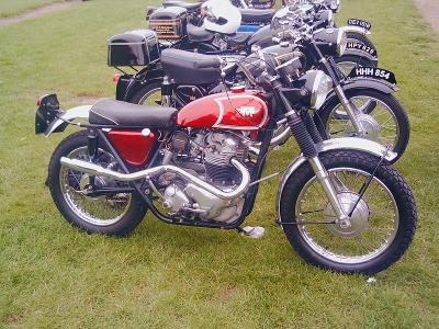 Matchless trial bike and a row of AJS.