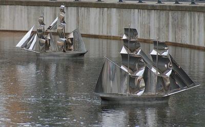 Stainless steel sailing ships.