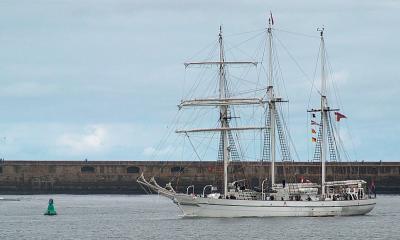 Tall ship in the Tyne harbour.