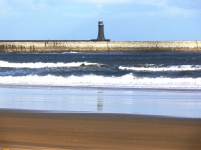 The South pier with the North pier lighthouse in the background