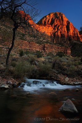 Mountain Glow and Mini Waterfall