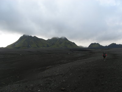 Trail through lava plain