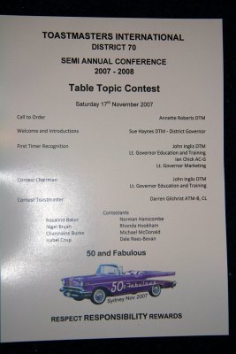 2007 District 70 SemiAnnual Table Topic contest