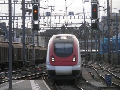 ICN tilt train arriving from Geneva airport