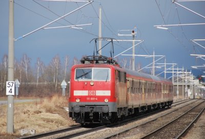 shiny all-new catenary with concrete poles