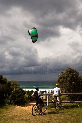 Surf kite with cyclists