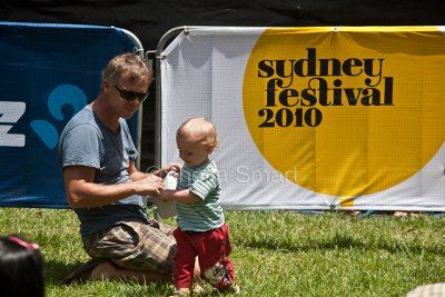 Dad and child at Sydney Festival