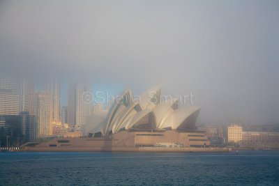 Fog shrouding the Sydney Opera House