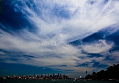 Cirrus clouds with Sydney backdrop