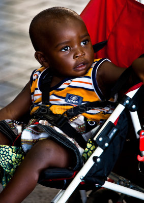 African child in stroller