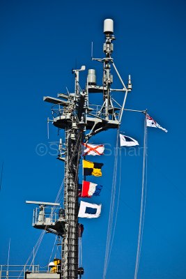 Flags on HMAS Kanimbla on Sydney Harbour