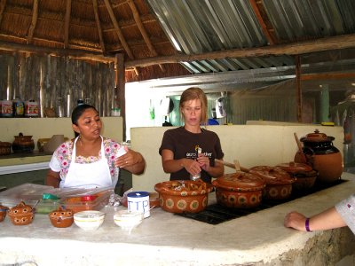 The Mayan cook, and Kara the guide