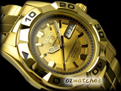 SEIKO 5 SPORTS AUTOMATIC DIVER  SNZE52 SNZE52K1 GOLD SS