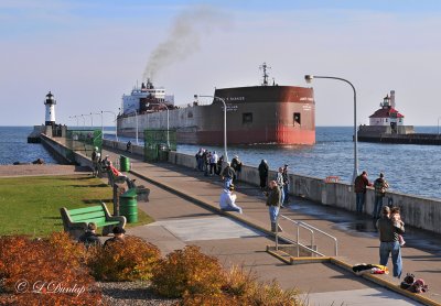 93.3 - Ore Boat James R. Barker Entering Duluth Ship Canal