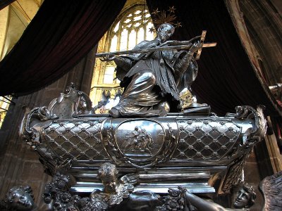 The tomb of John of Nepomuk inside St Vitis Cathedral, Prague, Czech Republic.