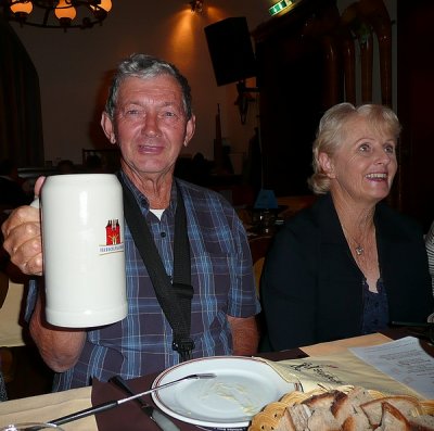 Barry and his swiss beer...with wife Joan.