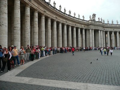 Crowds wait at The Vatican, Rome