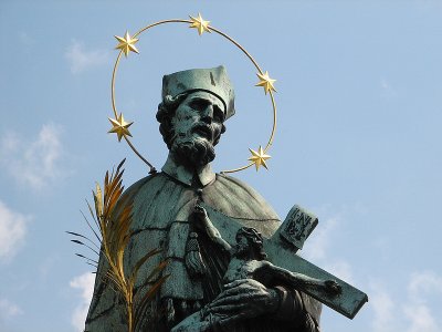 Statue of John  Nepomuk, on the Charles Bridge, Prague, Czech Republic