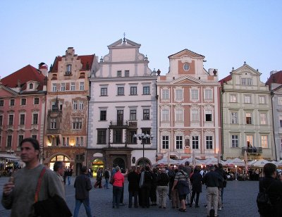 Early evening in Prague Town Square.