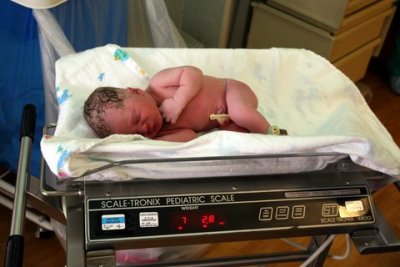 Getting weighed (7 lbs, 3 oz) IMG_0694.JPG