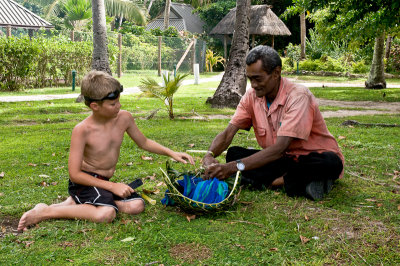 Basket weaving, Mana Island, Fiji