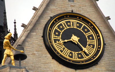 Clock of St Pieters from Grote Markt Leuven