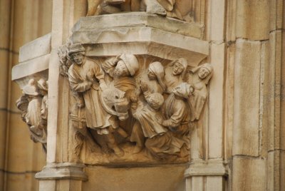 Carvings on the Town Hall walls, Leuven